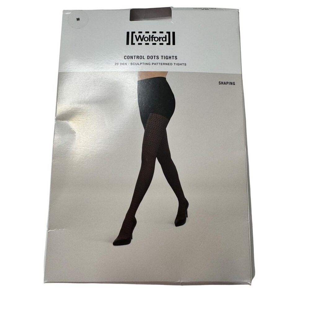 Wolford Size Medium Control Dots Tights 20 Den Sculpting Patterned Tights NWT $8 - Picture 2 of 9